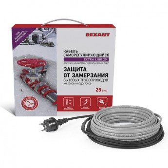 Кабель REXANT EXTRA LINE 25MSR-PB 8 м/200 Вт греющий саморегулирующийся Кабель REXANT EXTRA LINE 25MSR-PB 8 м/200 Вт греющий саморегулирующийся