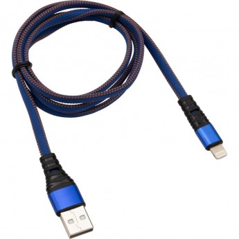 Кабель REXANT USB-Lightning 2.4 A синяя нейлоновая оплетка Кабель REXANT USB-Lightning 2.4 A синяя нейлоновая оплетка