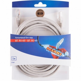 Патч-корд REXANT U/UTP RJ45-RJ45 PVC 5 м Патч-корд REXANT U/UTP RJ45-RJ45 PVC 5 м