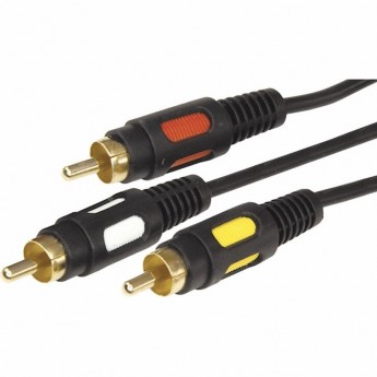 Шнур REXANT 3 RCA - 3 RCA 3 м черный gold