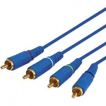 Шнур REXANT 4 RCA - 4 RCA, длина 2 метра, синий Шнур REXANT 4 RCA - 4 RCA, длина 2 метра, синий