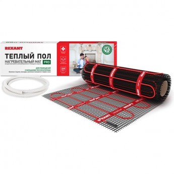Теплый пол, нагревательный мат REXANT PRO, RNX -1-220, двухжильный, с экраном, площадь1 м², 0.5х2.0 м, 220 Вт Теплый пол, нагревательный мат REXANT PRO, RNX -1-220, двухжильный, с экраном, площадь1 м², 0.5х2.0 м, 220 Вт